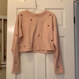 ALO Yoga cropped light pink pullover